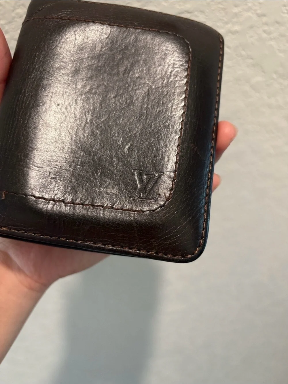Louis Vuitton Men's Leather Bifold Wallet - Dark Brown